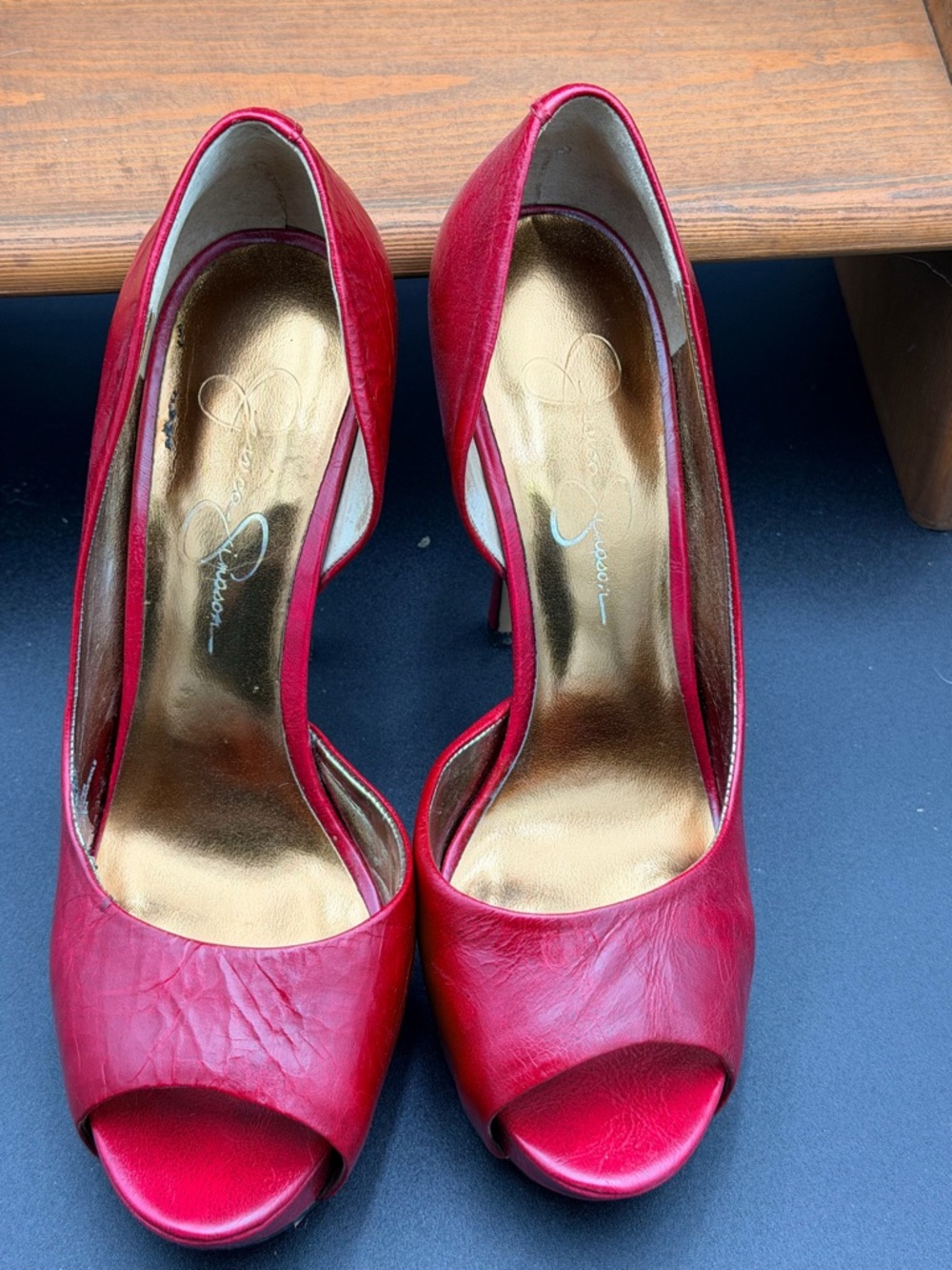 Jessica Simpson Cherry Red Peep-Toe Heels